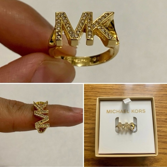 Michael Kors Gold-Tone Logo Ring Size 8 - Picture 1 of 13